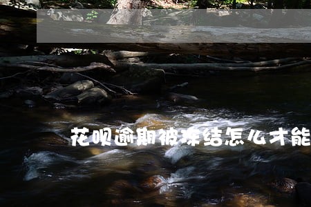 花呗逾期被冻结怎么才能解冻 花呗逾期被冻结怎么才能解冻