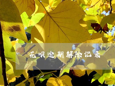 花呗逾期解除记录 花呗逾期解除记录