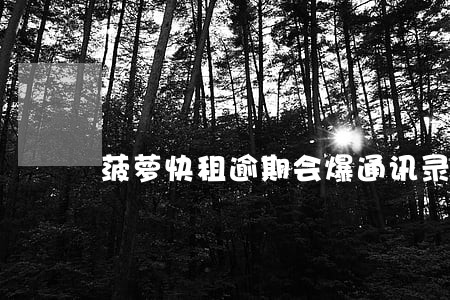 菠萝快租逾期会爆通讯录吗 菠萝快租逾期会爆通讯录吗