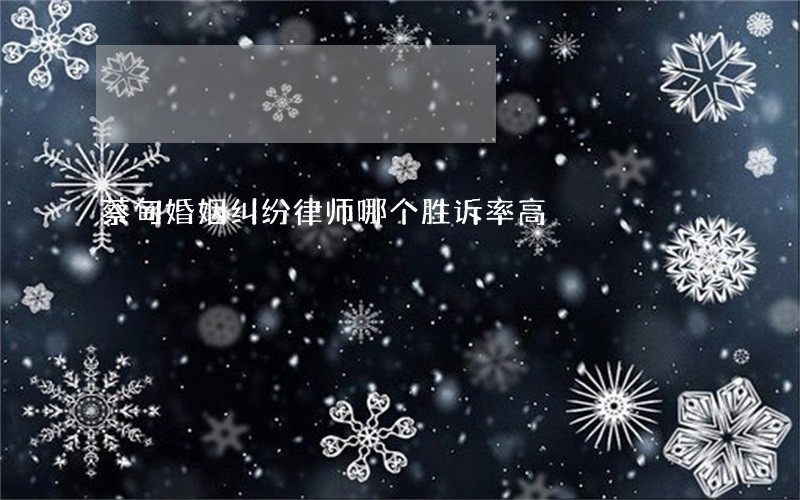 蔡甸婚姻纠纷律师哪个胜诉率高