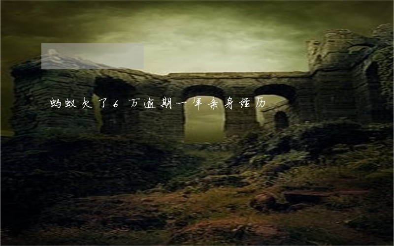 蚂蚁欠了6万逾期一年亲身经历 蚂蚁欠了6万逾期一年亲身经历