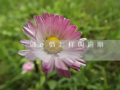 融e借怎样叫逾期