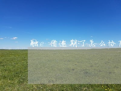融e借逾期了怎么协商 融e借逾期了怎么协商
