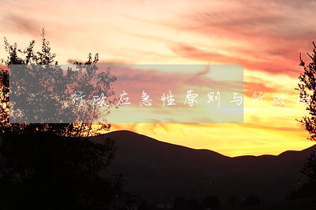 行政应急性原则与行政法基本原则 行政应急性原则与行政法基本原则