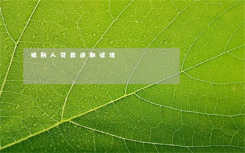 被别人贷款逾期征信 被别人贷款逾期征信