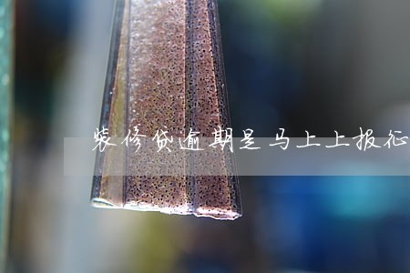 装修贷逾期是马上上报征信吗 装修贷逾期是马上上报征信吗