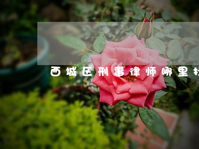 西城区刑事律师哪里找 西城区刑事律师哪里找