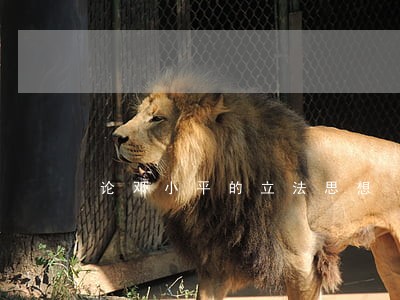 论邓小平的立法思想 论邓小平的立法思想