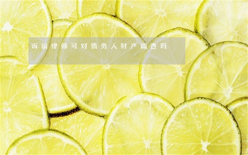 诉前律师可对债务人财产调查吗 诉前律师可对债务人财产调查吗