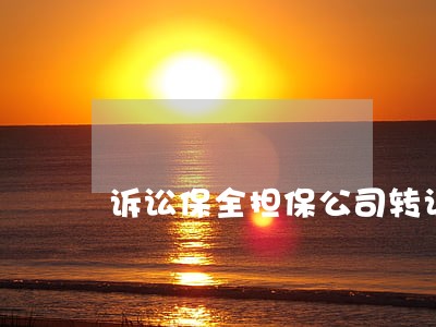 诉讼保全担保公司转让费 诉讼保全担保公司转让费