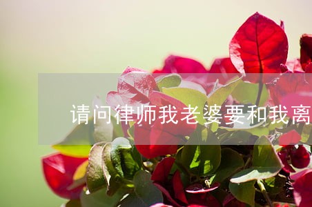 请问律师我老婆要和我离婚 请问律师我老婆要和我离婚