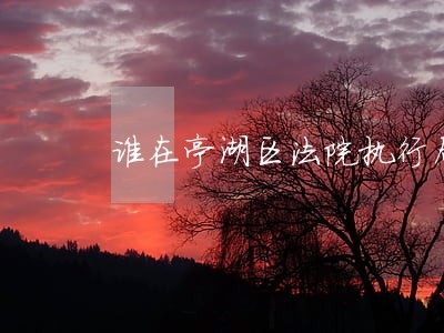 谁在亭湖区法院执行局有熟人 谁在亭湖区法院执行局有熟人