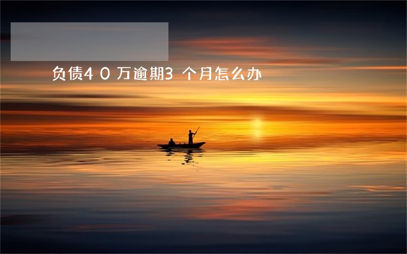负债40万逾期3个月怎么办 负债40万逾期3个月怎么办