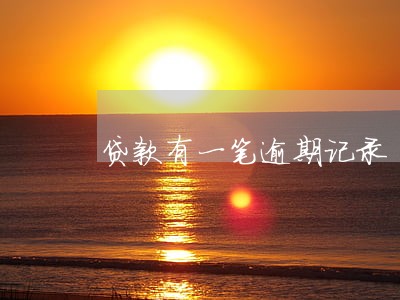 贷款有一笔逾期记录 贷款有一笔逾期记录