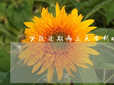 贷款逾期两三天有影响吗 贷款逾期两三天有影响吗