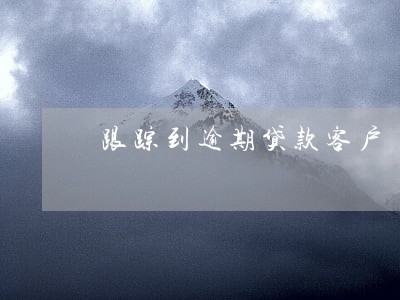 跟踪到逾期贷款客户 跟踪到逾期贷款客户