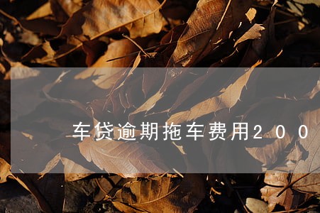 车贷逾期拖车费用20000 车贷逾期拖车费用20000