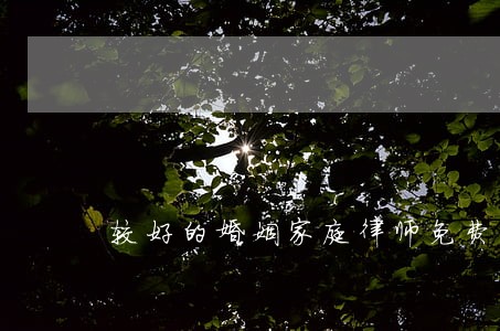 较好的婚姻家庭律师免费咨询 较好的婚姻家庭律师免费咨询