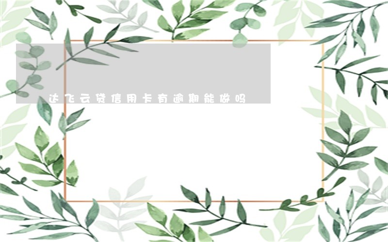 达飞云贷信用卡有逾期能做吗 达飞云贷信用卡有逾期能做吗
