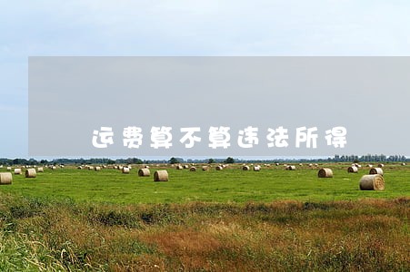 运费算不算违法所得 运费算不算违法所得