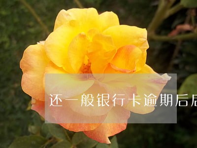 还一般银行卡逾期后后期还款 还一般银行卡逾期后后期还款