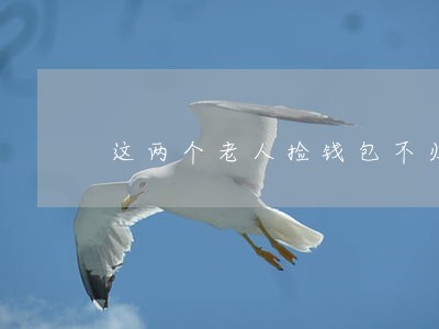 这两个老人捡钱包不归还差点违法 这两个老人捡钱包不归还差点违法