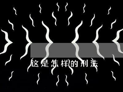 这是怎样的刑法 这是怎样的刑法