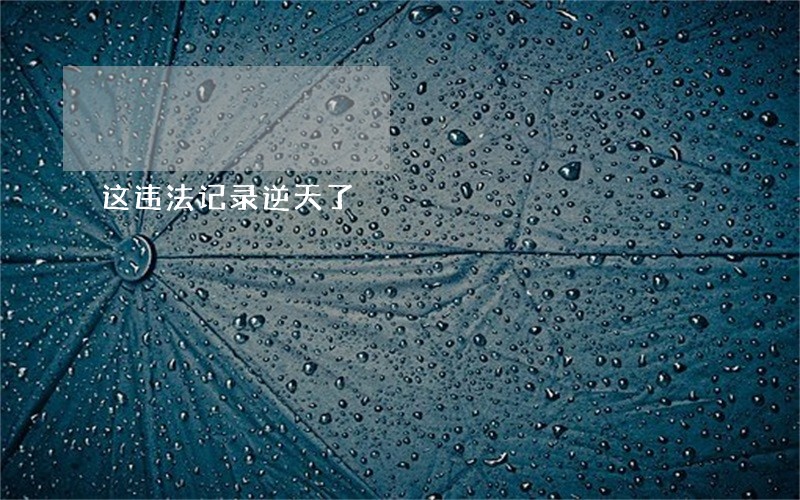 这违法记录逆天了 这违法记录逆天了