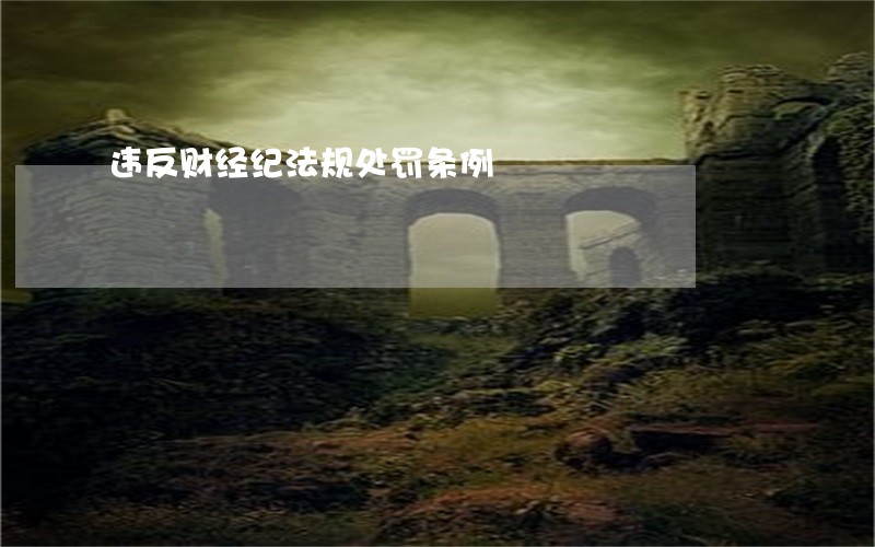 违反财经纪法规处罚条例