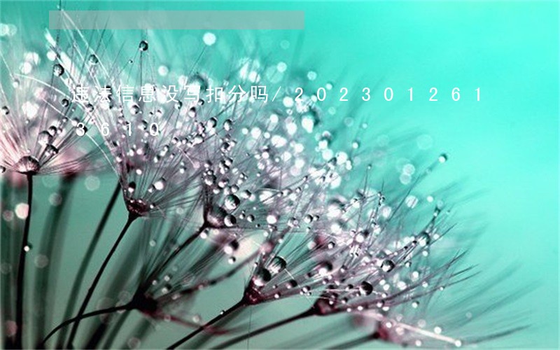 违法信息没写扣分吗/2023012613610 违法信息没写扣分吗/2023012613610