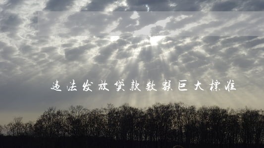 违法发放贷款数额巨大标准 违法发放贷款数额巨大标准