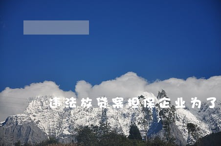 违法放贷案担保企业为了脱保 违法放贷案担保企业为了脱保