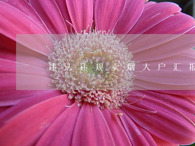 违法违规卖烟大户汇报 违法违规卖烟大户汇报