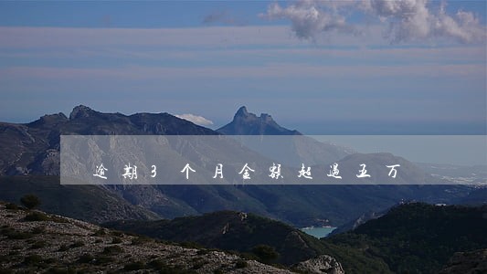 逾期3个月金额超过五万 逾期3个月金额超过五万