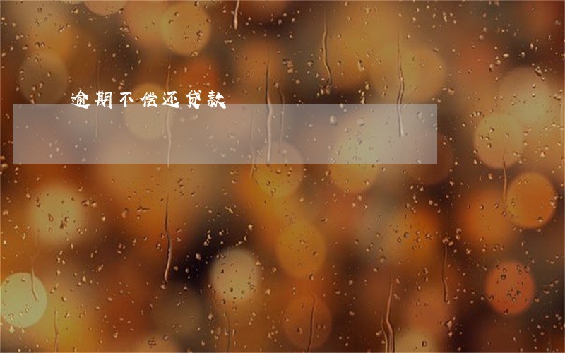逾期不偿还贷款 逾期不偿还贷款