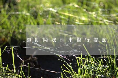 逾期两次恒丰银行提额 逾期两次恒丰银行提额