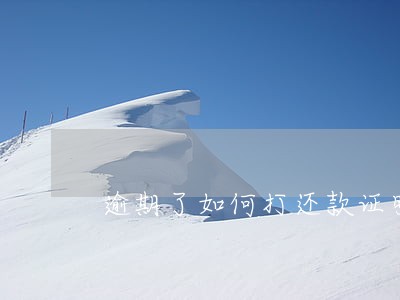 逾期了如何打还款证明 逾期了如何打还款证明