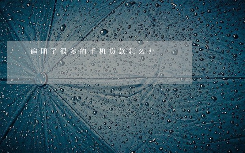 逾期了很多的手机贷款怎么办
