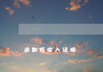 逾期低收入证明 逾期低收入证明