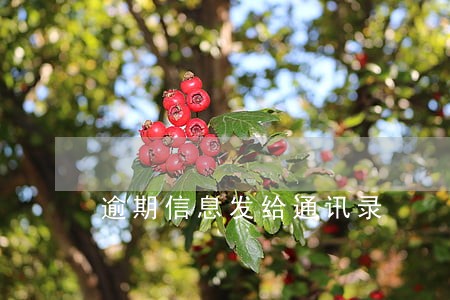 逾期信息发给通讯录 逾期信息发给通讯录