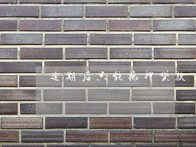逾期后只能抵押贷款 逾期后只能抵押贷款