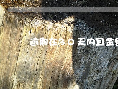 逾期在30天内且金额较小 逾期在30天内且金额较小