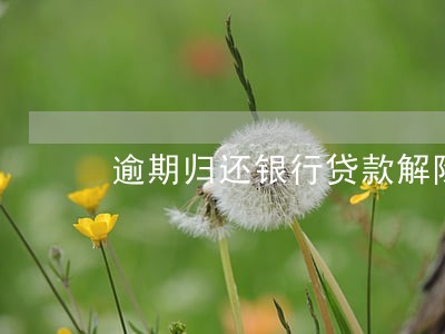 逾期归还银行贷款解除合同 逾期归还银行贷款解除合同