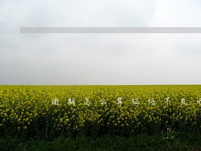 逾期怎么算征信不良记录 逾期怎么算征信不良记录