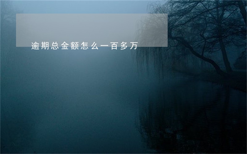 逾期总金额怎么一百多万 逾期总金额怎么一百多万