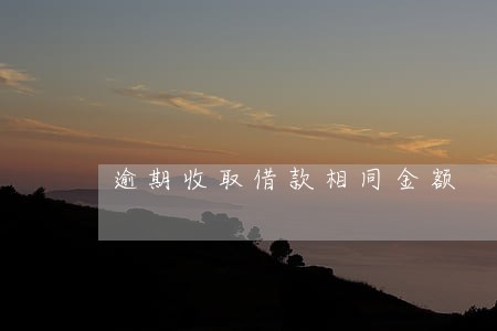 逾期收取借款相同金额 逾期收取借款相同金额