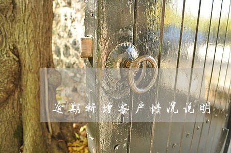 逾期新增客户情况说明 逾期新增客户情况说明
