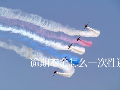 逾期本金怎么一次性还 逾期本金怎么一次性还