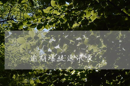 逾期爆破通讯录 逾期爆破通讯录
