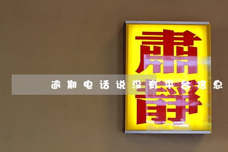 逾期电话说没有平台信息 逾期电话说没有平台信息